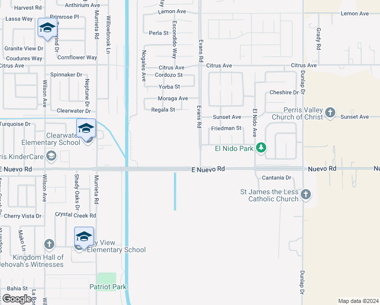 map of restaurants, bars, coffee shops, grocery stores, and more near 1536 Scarlet Sage Drive in Perris