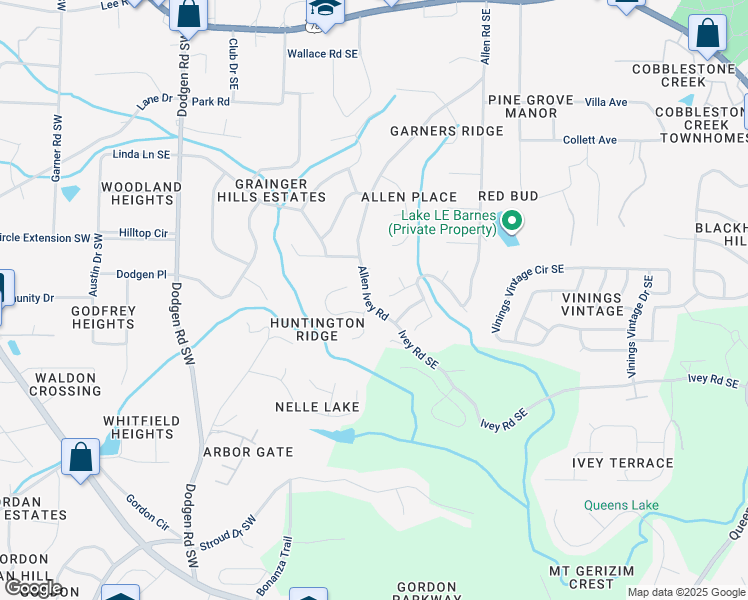 map of restaurants, bars, coffee shops, grocery stores, and more near 6243 Allen Ivey Road in Mableton