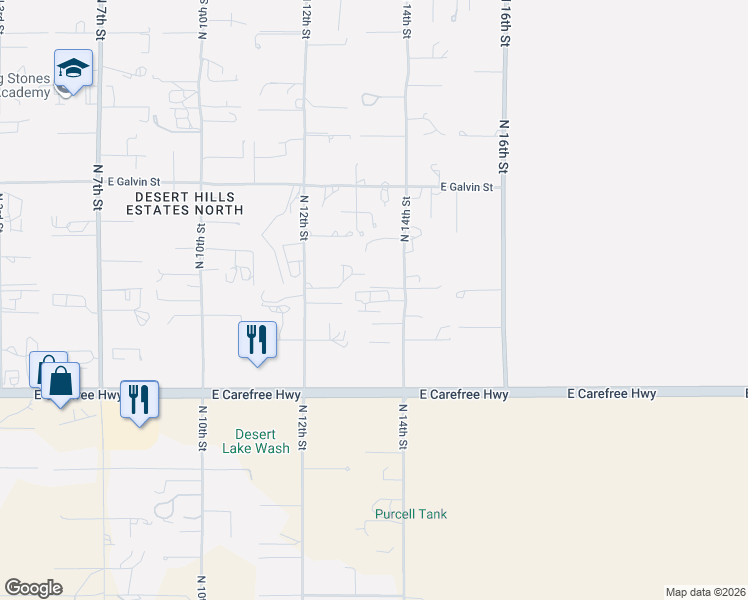 map of restaurants, bars, coffee shops, grocery stores, and more near 34906 North 14th Street in Phoenix