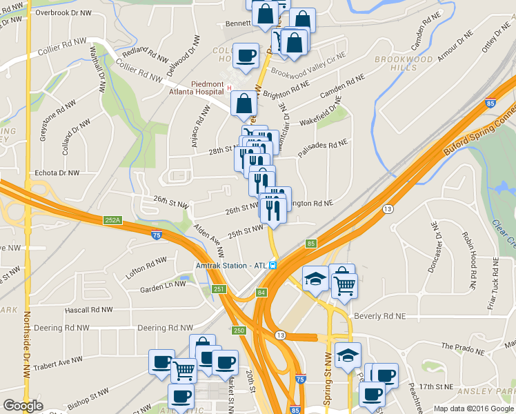 map of restaurants, bars, coffee shops, grocery stores, and more near 615 Norfleet Road Northwest in Atlanta