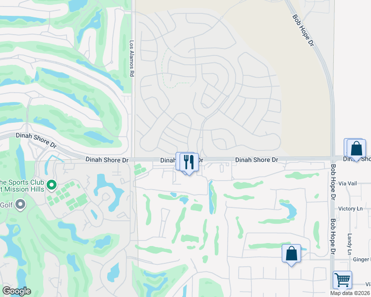 map of restaurants, bars, coffee shops, grocery stores, and more near 57 Syrah in Rancho Mirage