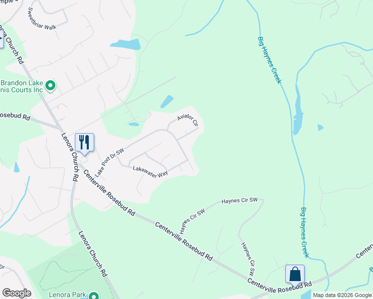 map of restaurants, bars, coffee shops, grocery stores, and more near 2875 Lake Port Drive Southwest in Snellville