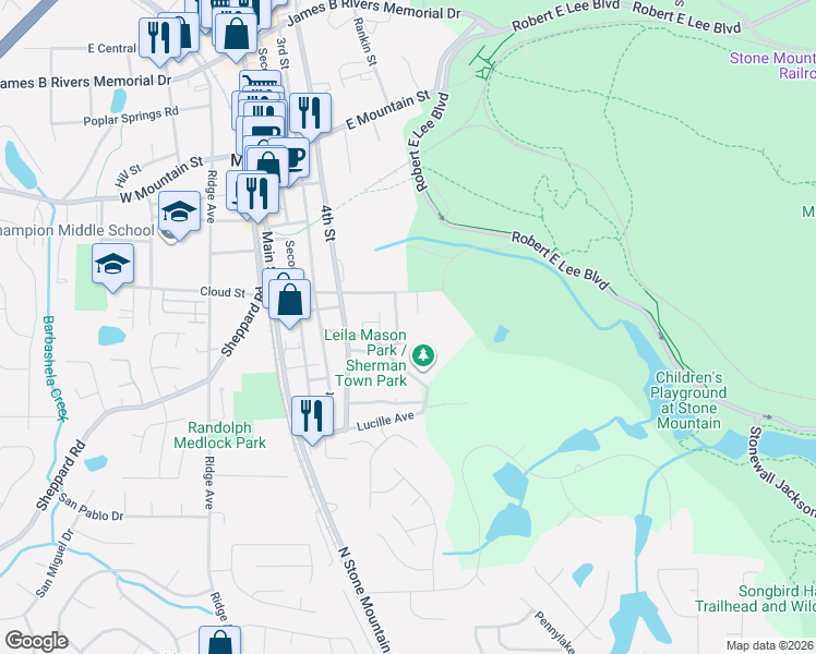 map of restaurants, bars, coffee shops, grocery stores, and more near 839 Beaver Run Road in Stone Mountain