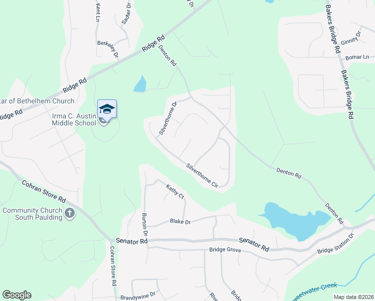 map of restaurants, bars, coffee shops, grocery stores, and more near 50 Silverthorne Place in Douglasville