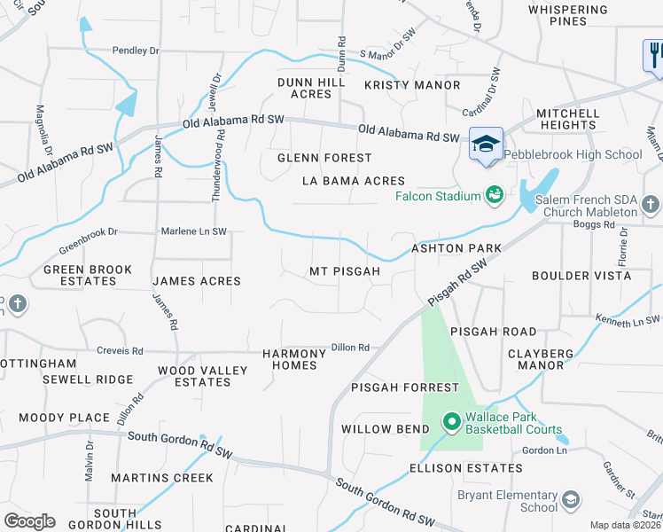 map of restaurants, bars, coffee shops, grocery stores, and more near 6255 Stoney Court in Austell