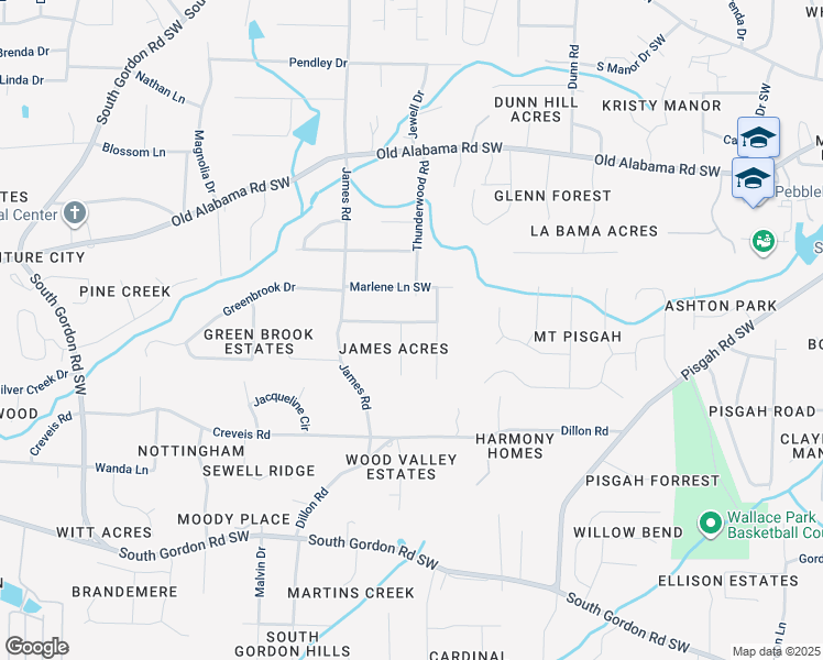 map of restaurants, bars, coffee shops, grocery stores, and more near 1407 Lucky Lane Southwest in Mableton