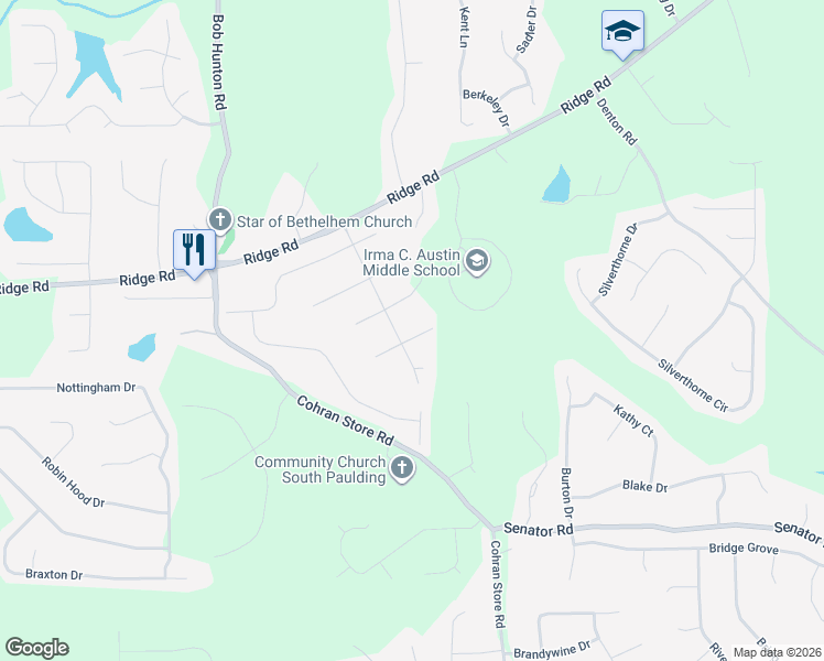 map of restaurants, bars, coffee shops, grocery stores, and more near 35 Edwin Meadows Terrace in Douglasville