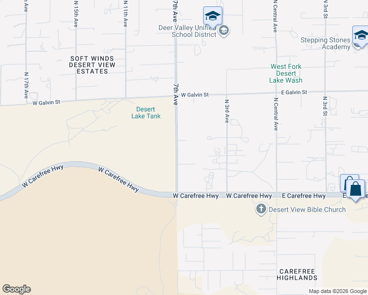 map of restaurants, bars, coffee shops, grocery stores, and more near 34907 7th Avenue in Phoenix