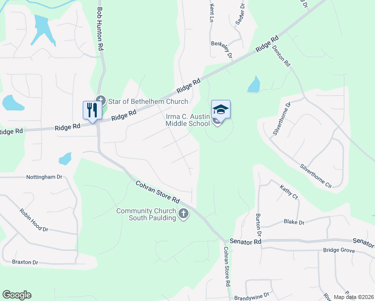 map of restaurants, bars, coffee shops, grocery stores, and more near 35 Edwin Meadows Terrace in Douglasville