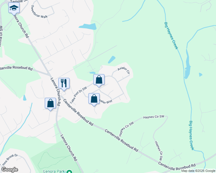 map of restaurants, bars, coffee shops, grocery stores, and more near 2944 Wind Springs Way in Snellville