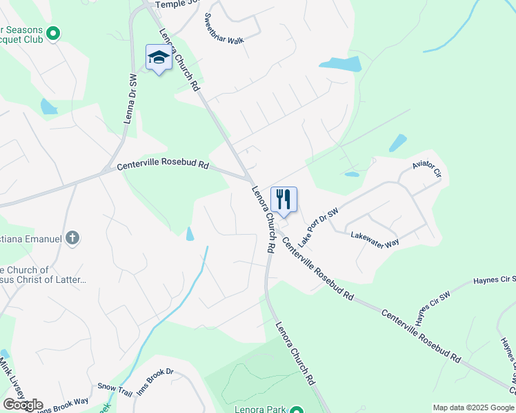map of restaurants, bars, coffee shops, grocery stores, and more near 4067 Lenora Church Road in Snellville