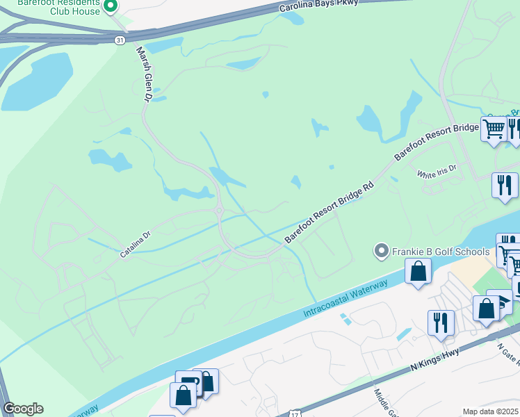 map of restaurants, bars, coffee shops, grocery stores, and more near 2450-5 Marsh Glen Drive in North Myrtle Beach