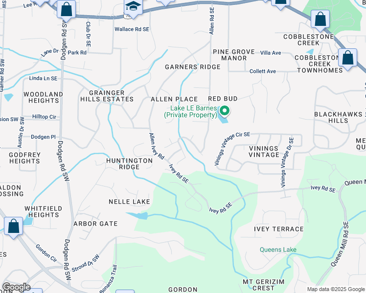 map of restaurants, bars, coffee shops, grocery stores, and more near 209 Clydesdale Lane Southeast in Mableton