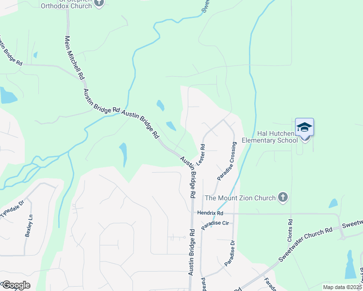 map of restaurants, bars, coffee shops, grocery stores, and more near 25 Ruth Court in Douglasville