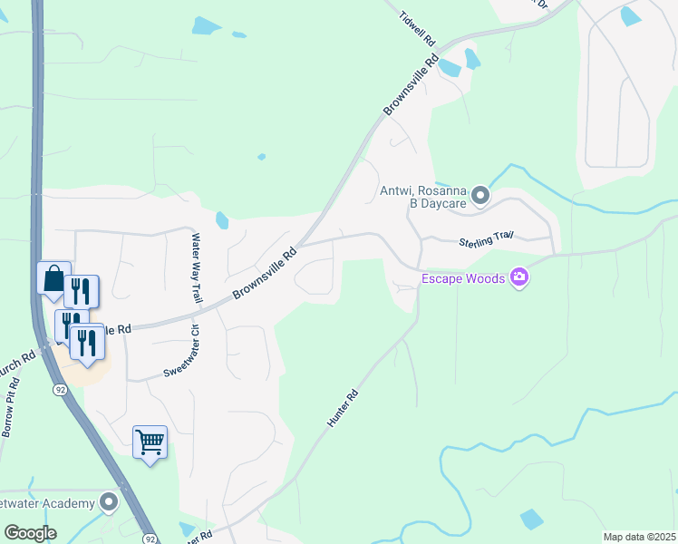 map of restaurants, bars, coffee shops, grocery stores, and more near 93 Lovejoy Circle in Powder Springs