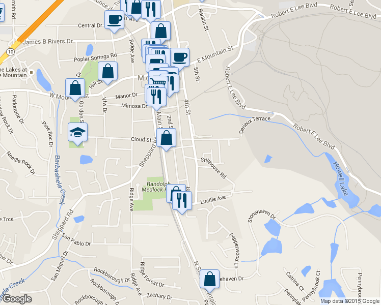 map of restaurants, bars, coffee shops, grocery stores, and more near 850 4th Street in Stone Mountain