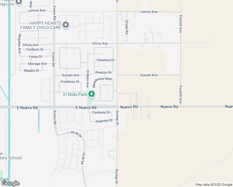 map of restaurants, bars, coffee shops, grocery stores, and more near 2190 Dunlap Drive in Perris