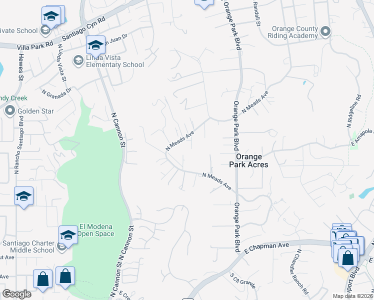 map of restaurants, bars, coffee shops, grocery stores, and more near in Orange