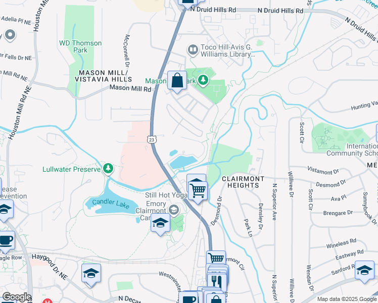 map of restaurants, bars, coffee shops, grocery stores, and more near 1757 Clairmont Road in Decatur