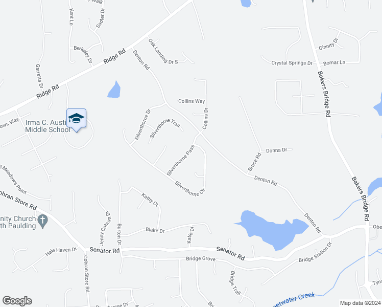 map of restaurants, bars, coffee shops, grocery stores, and more near 117 Silverthorne Pass in Douglasville