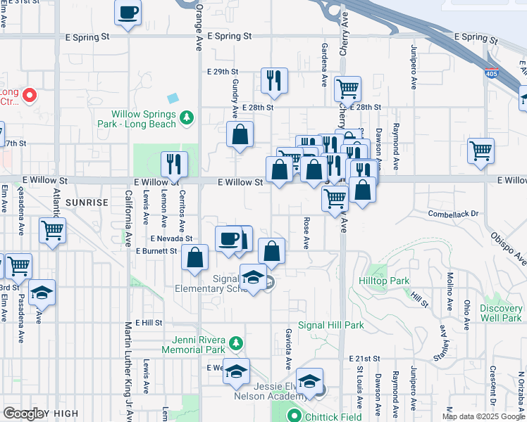 map of restaurants, bars, coffee shops, grocery stores, and more near in Long Beach