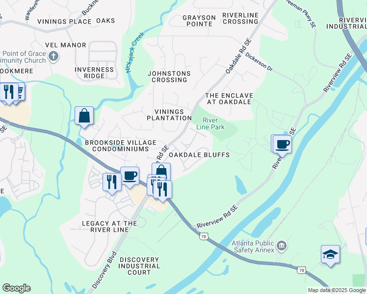map of restaurants, bars, coffee shops, grocery stores, and more near 1592 Richmond Drive in Mableton