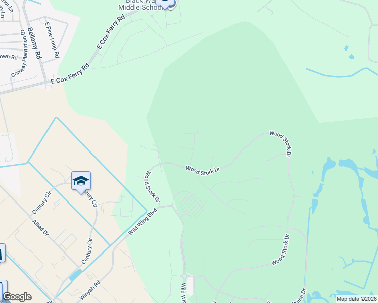 map of restaurants, bars, coffee shops, grocery stores, and more near 1017 Pochard Drive in Conway