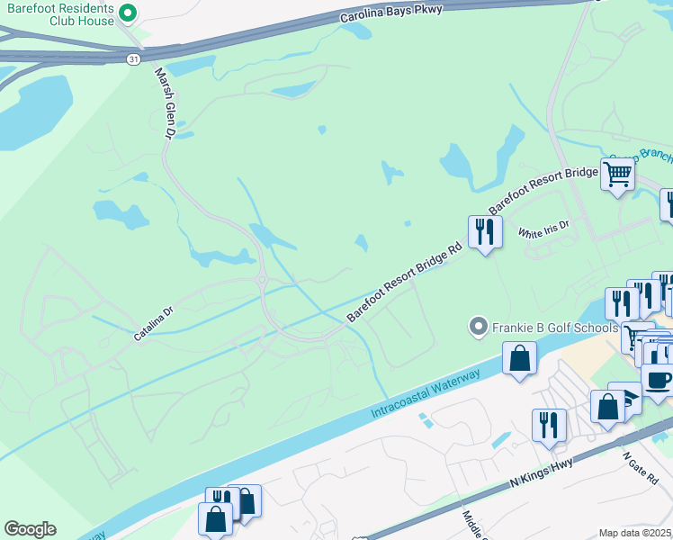 map of restaurants, bars, coffee shops, grocery stores, and more near 2450 Marsh Glen Drive in North Myrtle Beach