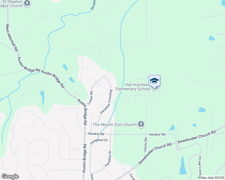 map of restaurants, bars, coffee shops, grocery stores, and more near 370 Paradise Crossing in Douglasville