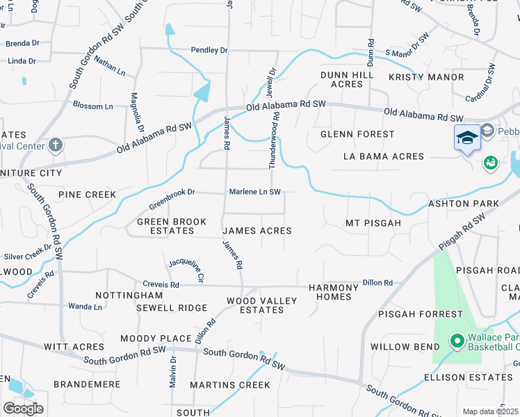 map of restaurants, bars, coffee shops, grocery stores, and more near 1407 Lucky Lane Southwest in Mableton