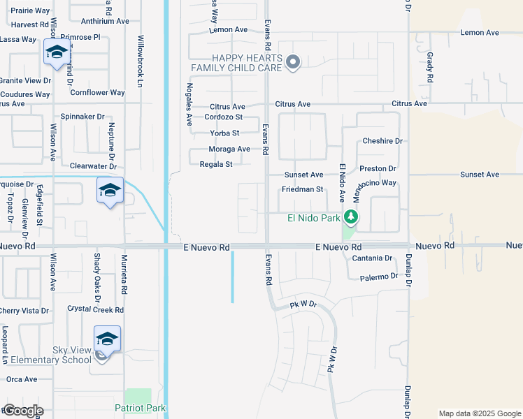 map of restaurants, bars, coffee shops, grocery stores, and more near 1575 Scarlet Sage Drive in Perris