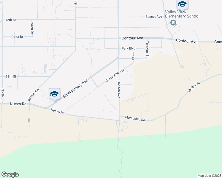 map of restaurants, bars, coffee shops, grocery stores, and more near Corso Alto Avenue in Riverside County