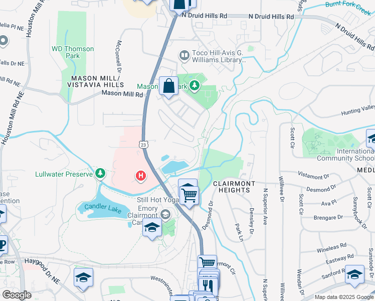 map of restaurants, bars, coffee shops, grocery stores, and more near 1757 Clairmont Road in Decatur