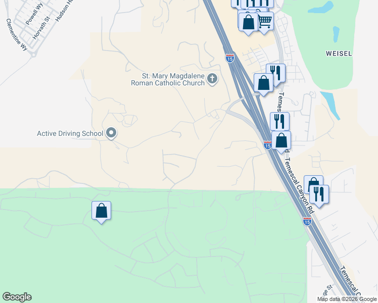 map of restaurants, bars, coffee shops, grocery stores, and more near 8400 Butterfly Bush Court in Corona