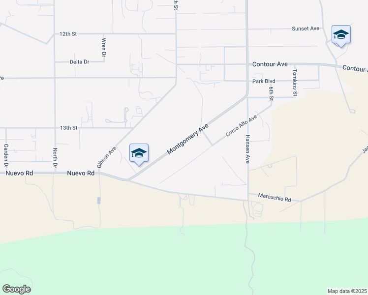 map of restaurants, bars, coffee shops, grocery stores, and more near Montgomery Avenue in Nuevo