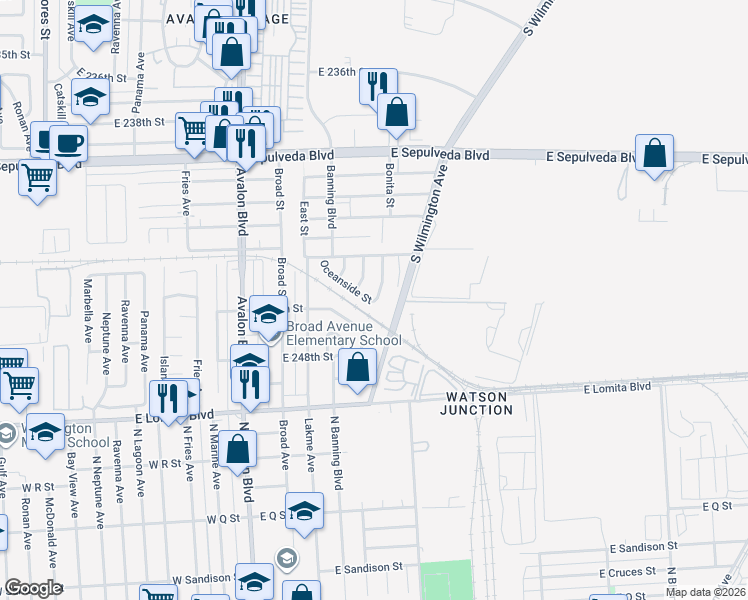 map of restaurants, bars, coffee shops, grocery stores, and more near 890 Oceanside Street in Los Angeles