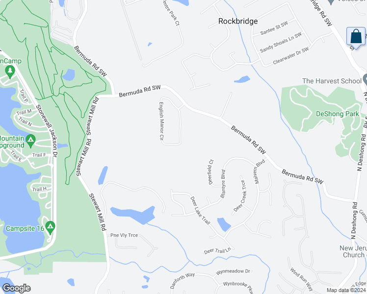 map of restaurants, bars, coffee shops, grocery stores, and more near 1358 English Manor Circle in Stone Mountain