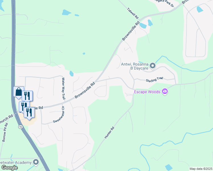 map of restaurants, bars, coffee shops, grocery stores, and more near 93 Lovejoy Circle in Powder Springs
