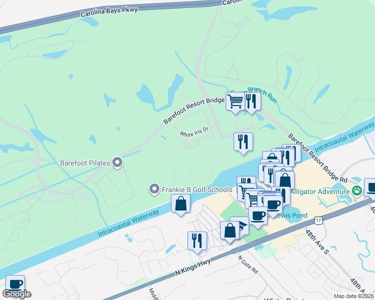 map of restaurants, bars, coffee shops, grocery stores, and more near 5301 Sea Coral Way in North Myrtle Beach
