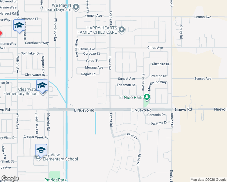 map of restaurants, bars, coffee shops, grocery stores, and more near 1684 Benton Way in Perris