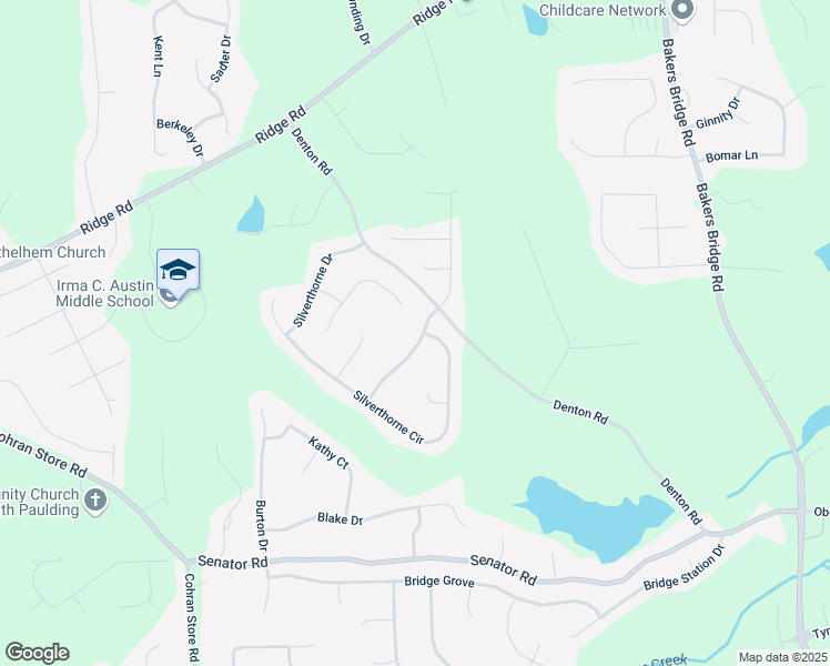 map of restaurants, bars, coffee shops, grocery stores, and more near 68 Silverthorne Pass in Douglasville