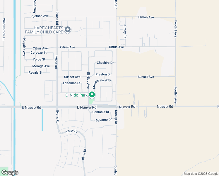 map of restaurants, bars, coffee shops, grocery stores, and more near 1557 Korbel Street in Perris