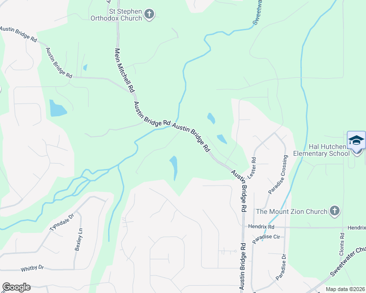 map of restaurants, bars, coffee shops, grocery stores, and more near 1824 Austin Bridge Rd in Douglasville