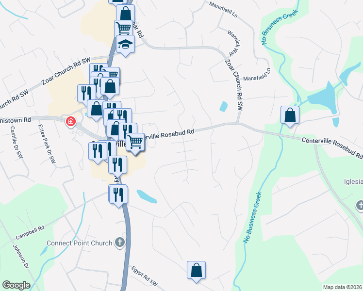 map of restaurants, bars, coffee shops, grocery stores, and more near 3779 Wood Hollow Way in Snellville