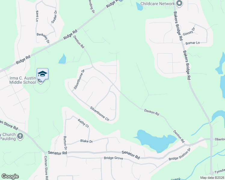map of restaurants, bars, coffee shops, grocery stores, and more near 38 Silverthorne Pass in Douglasville