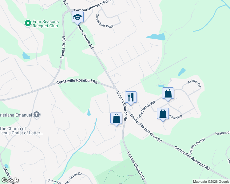 map of restaurants, bars, coffee shops, grocery stores, and more near 3997 Centerville Rosebud Road in Snellville