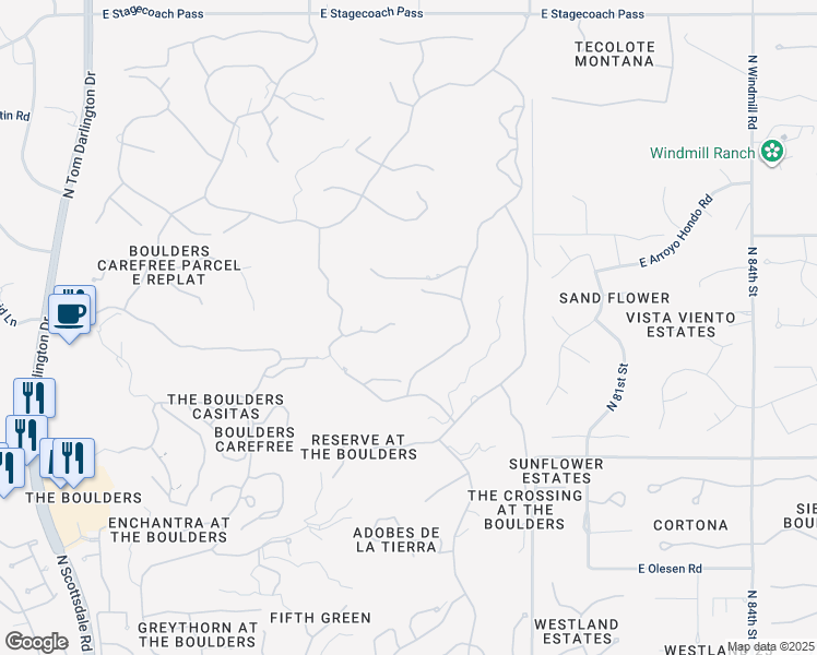 map of restaurants, bars, coffee shops, grocery stores, and more near 1637 North Quartz Valley Court in Scottsdale