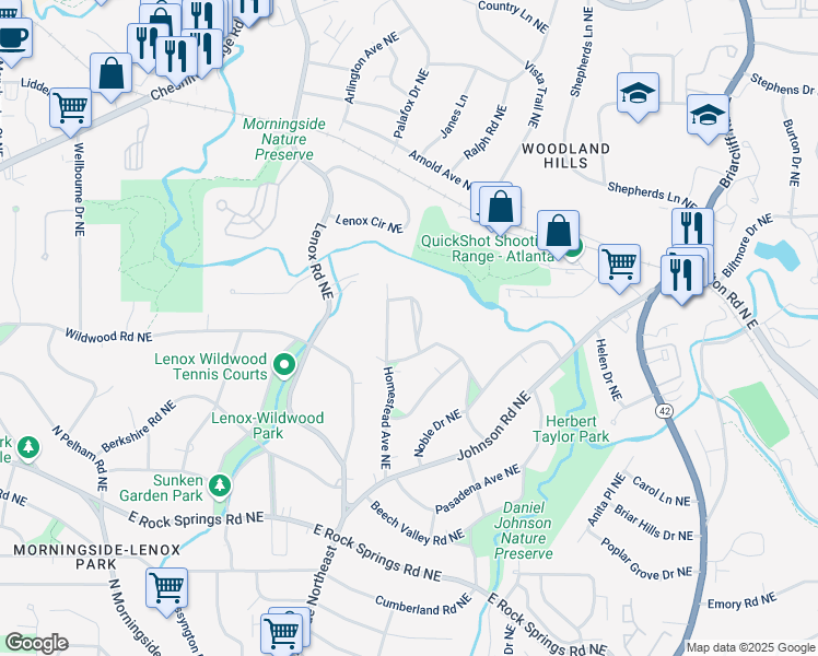 map of restaurants, bars, coffee shops, grocery stores, and more near 1794 Charline Avenue Northeast in Atlanta