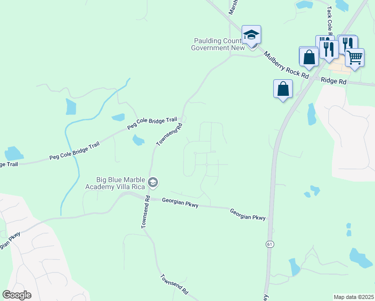 map of restaurants, bars, coffee shops, grocery stores, and more near 330 Cottontail Lane in Villa Rica