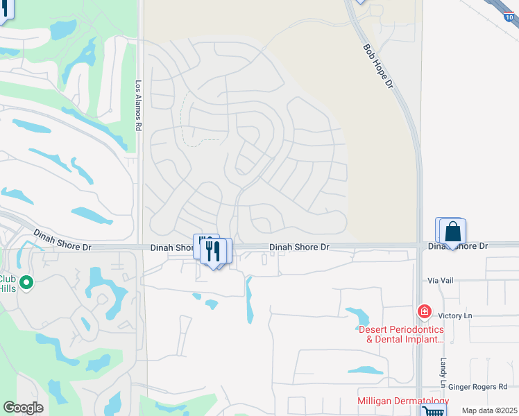 map of restaurants, bars, coffee shops, grocery stores, and more near 63 Bordeaux in Rancho Mirage